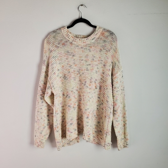 aerie Sweaters - Aerie | Super Soft Rainbow Speckled Confetti Open Knit Open Back Sweater Small
